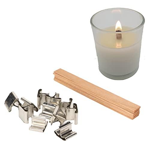 Natural Candle Wood Wicks with Iron Base and Smokeless Candle Wick with