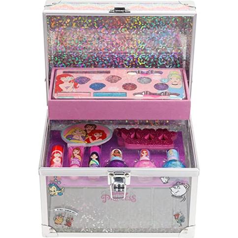 Disney Princess - Townley Girl Train Case El juego de maquillaje cosmético  incluye brillo de labios, brillo