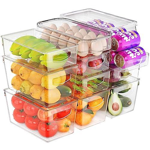 Plastic Storage Bins Stackable, Durable Organizing Container with Handles,  Pack of 4 Portable Clear Plastic Bins, BPA Free Organization Pantry Storage  Bins for Kitchen, Cabinets, Freezer, Bedrooms Etc 