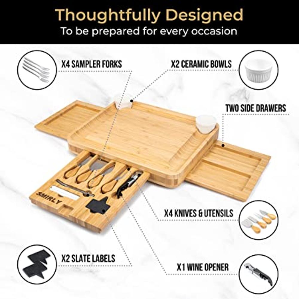 SMIRLY Tablas de cortar de madera para cocina, juego de tablas de cortar de  bambú con almacenamiento, tabla de cortar grande para preparación de