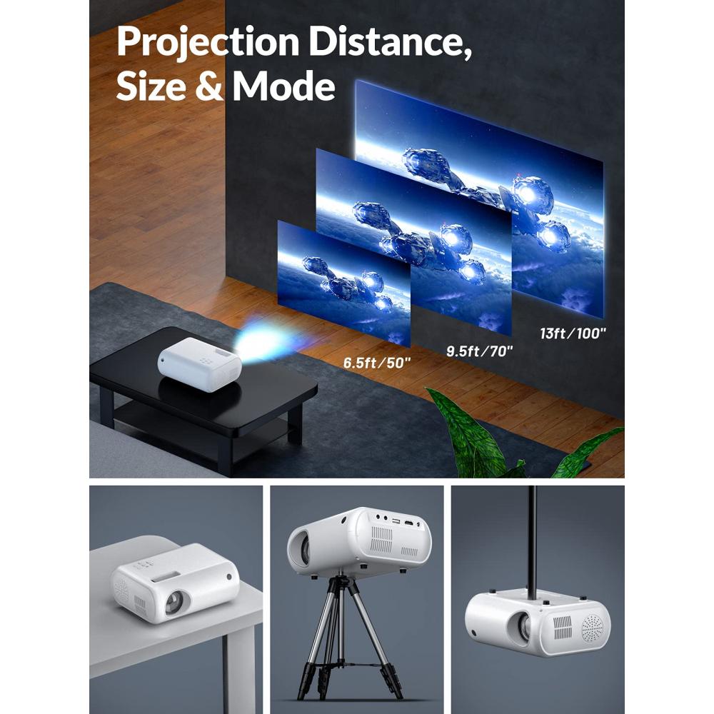 Mini Projector, CLOKOWE 2024 Upgraded Portable Projector with 9000 Lux HD  1080P, Movie Projector Compatible with iOS/Android