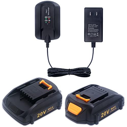 Biswaye Charger Wa3742 2 Pack Wa3525 30ah 20v Lithium Battery Compatible With Worx 18v20v 2338