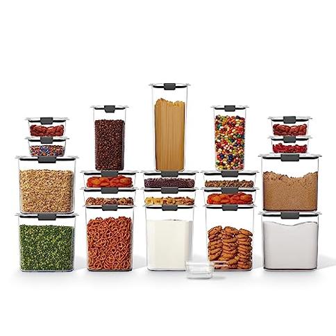 Rubbermaid Brilliance - Recipientes para almacenar alimentos de despensa  con tapas; almacena harina, azúcar y pasta, aptos para lavavajillas, diseño