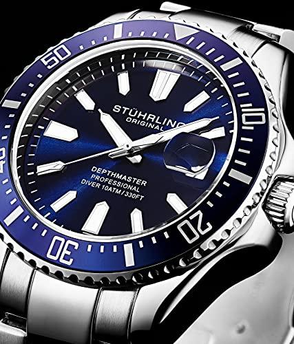 Stührling Depthmaster 3950A Quartz 42mm Duikhorloge - Horloge Heren