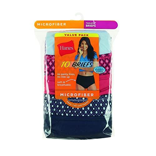 Hanes Womens Cool Comfort Microfiber Brief Underwear, 10-pack