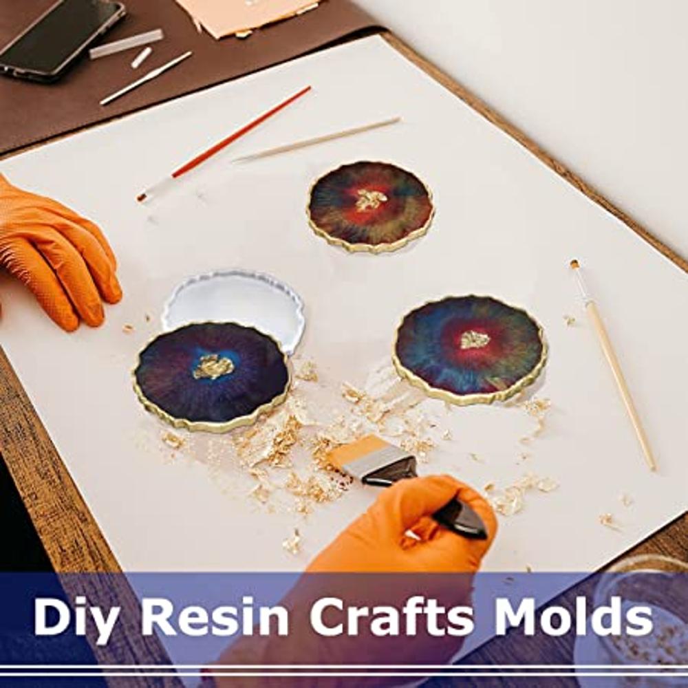 LET'S RESIN Moldes para posavasos de resina, 4 moldes de silicona para  resina, moldes de geoda