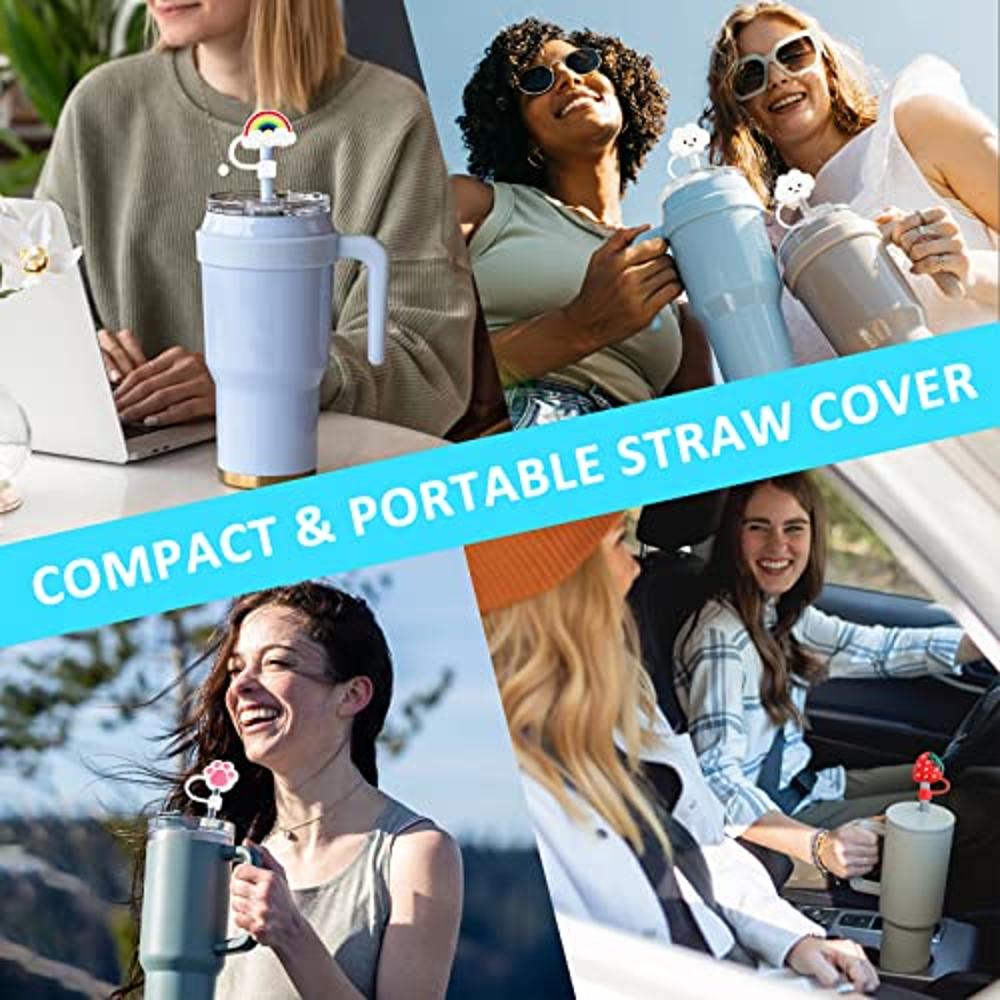 10 Pcs Silicone Straw Cover, Dust-Proof Straw Cap Toppers, Cute Stanley  Straw Covers Reusable Silicone Soft Protector Cover for 0.4 inch/10mm Straws  Exact Fit for Stanley Tumbler Straws 