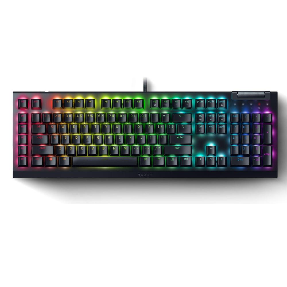  Razer BlackWidow V4 Pro Wired Mechanical Gaming Keyboard:  Yellow Switches - Linear & Silent - Doubleshot ABS Keycaps - Command Dial -  Programmable Macros - Chroma RGB - Magnetic Wrist Rest : Video Games