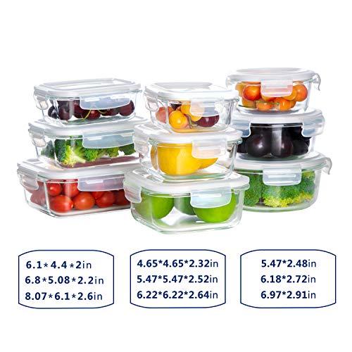 ROSOS Contenedores de vidrio para almacenamiento de alimentos con tapas  herméticas, paquete de 6, recipientes de almacenamiento de vidrio con tapas