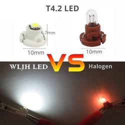 WLJH 10x White T4.2 Neo Wedge Led 3030 Chipest 10mm Base Car Instrument Cluster Dashboard HVAC AC Heater Climate Control Bulb Lamps Switch Indication Interior Light Replacement - Color White