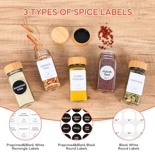 AuroTrends Glass Spice Jars with Bamboo Lids 4oz 24Pack, Spice Jars with  Label Complete Set-4oz Spice Containers with Blank & Pre-printed Spice  Labels
