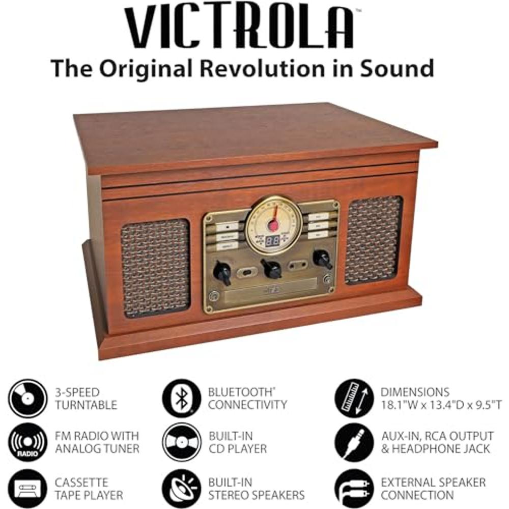 Victrola Nostalgic 6-in-1 Bluetooth Record Player Multimedia