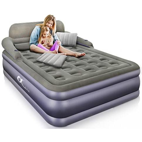 A ER FA Queen Size Air Mattress with Headboard 3 Mins Quick