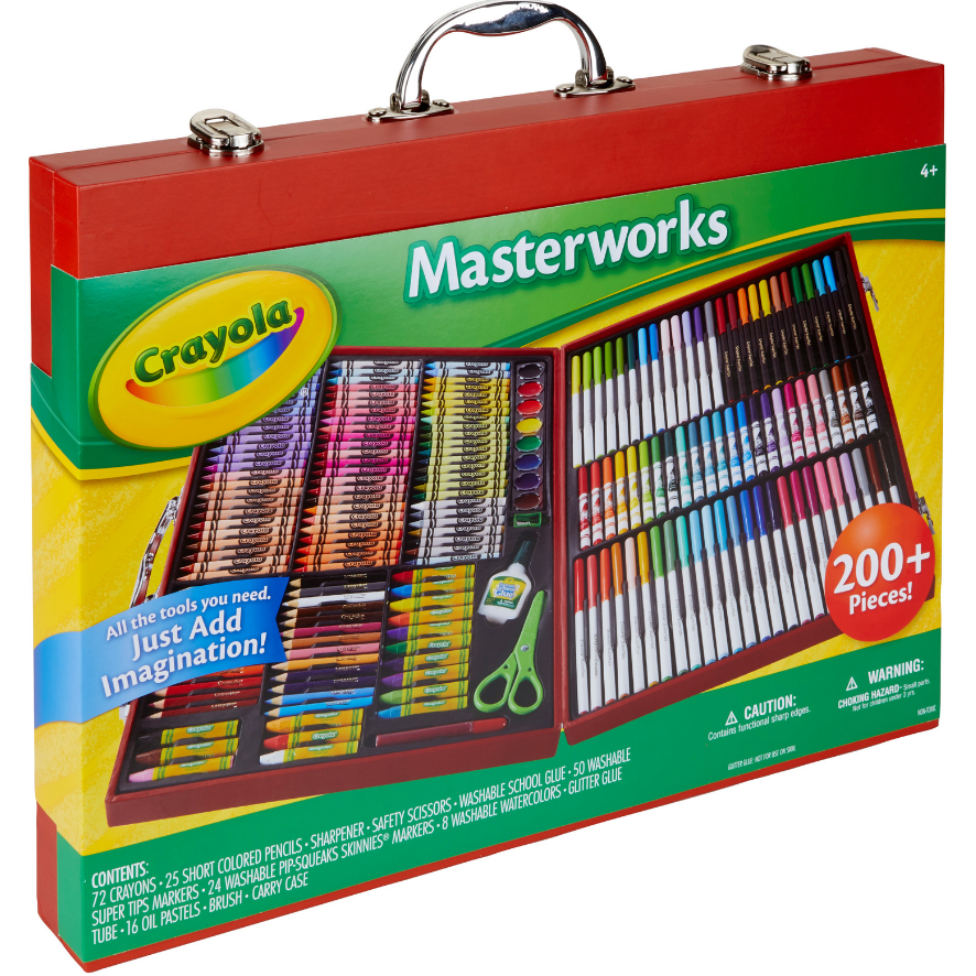 Crayola Masterworks - Estuche de arte (más de 200 piezas), juego de arte  para niños, marcadores, pinturas, lápices de colores y crayones, regalo de