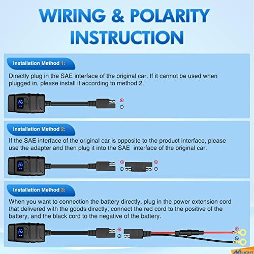 Nilight Cargador de motocicleta con voltímetro de 12 V, interruptor de  encendido y apagado independiente, adaptador USB SAE en línea, fusible de  10 A, resistente al agua, 6,8 A, doble QC3.0, carga