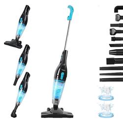 Intercleaner Corded Vacuum Cleaner, 15KPa Powerful Suction with 400W Motor, 12 in 1 Lightweight Bagless Stick Vac with Handheld, Ultra Quiet, for Hardwood Floor Carpet Car Pet Hair - Color #3 Black