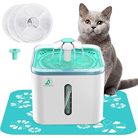 Bonve Pet Fuente de agua automática para gatos de 2.5 l/84 onzas, bomba  inteligente con