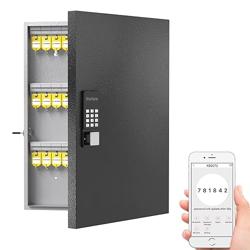 DiDiHere 72 Key Key Lock Box Wall Mount, Smart Key Management Cabinet with App, Key Access Log Tracking, Digital Keypad, Bluetooth  WiFi Unlock (Sold Separately) for School, Office, Business - Tamaño 72 Key(Smart)