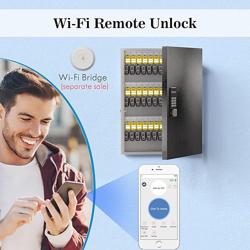 DiDiHere 72 Key Key Lock Box Wall Mount, Smart Key Management Cabinet with App, Key Access Log Tracking, Digital Keypad, Bluetooth  WiFi Unlock (Sold Separately) for School, Office, Business - Tamaño 72 Key(Smart)