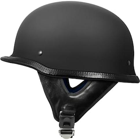 VCAN estilo alemán motocicleta medio casco de cara Cruiser Biker Skull Cap casco (negro plano, grande) : Precio Guatemala
