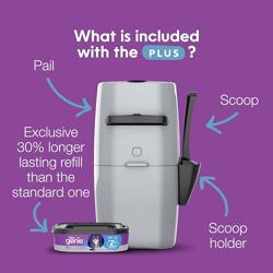 Litter Genie Plus Pail (Silver) | Cat Litter Box Waste Disposal System for Odor Control | Includes 1 Square Refill Bag - Color Silver