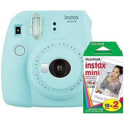 Cámara instantánea Fujifilm Instax Mini 9 (azul hielo) con paquete