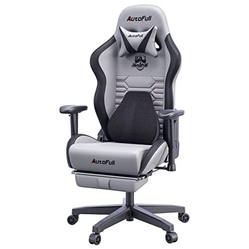 AutoFull C3 Gaming Chair Office Chair PC Chair with Ergonomics Lumbar  Support, Racing Style PU Leather High Back Adjustable Swivel Task Chair  with Footrest (Gre…
