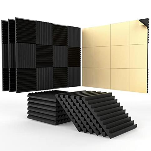 Paquete de 48 paneles acústicos con autoadhesivo, paneles de espuma a  prueba de sonido de recuperación