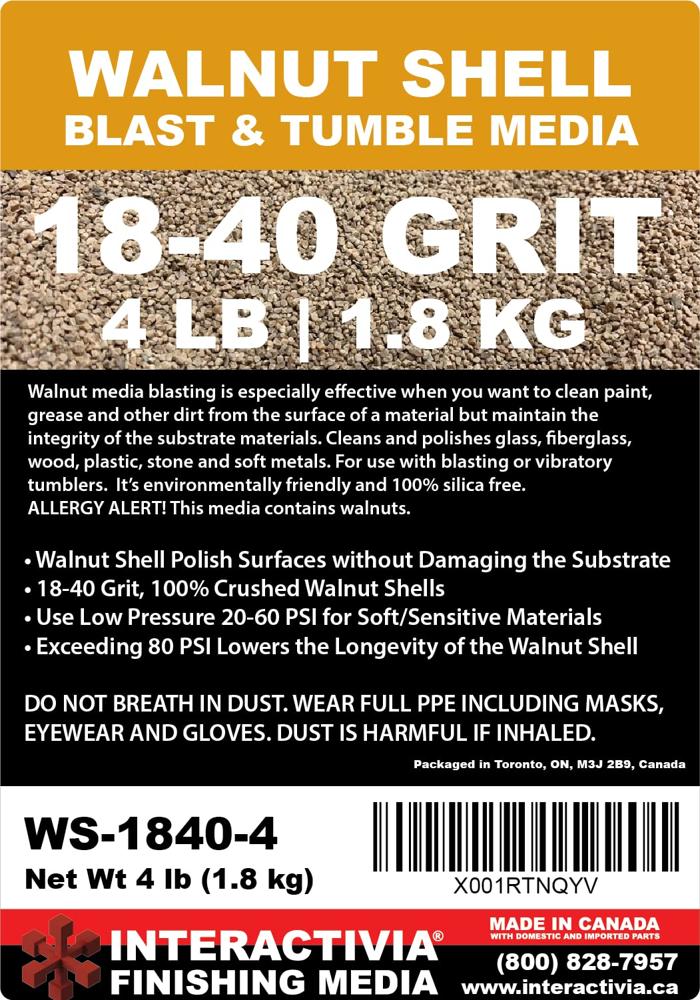 4 lbs or 1.8 kg Ground Walnut Shell Media 18-40 Grit - Fine Walnut