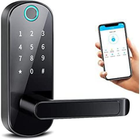APLICACIÓN SMS remota WiFi Bluetooth Control de teléfono Cerradura  inteligente Código de tarjeta sin llave Cerradura de puerta con huella  digital