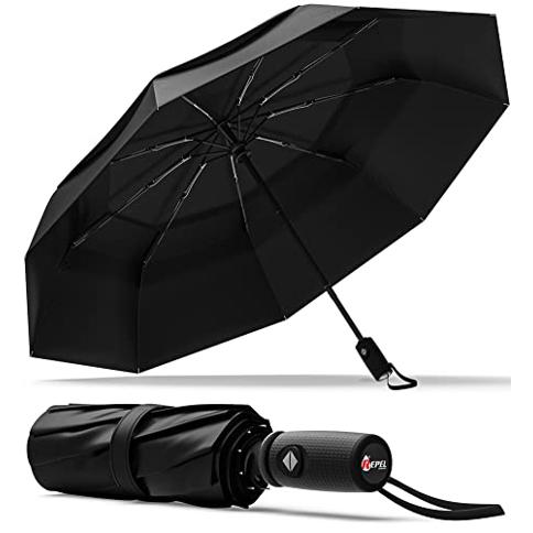 RV Paraguas de viaje plegable (verde oscuro), mini paraguas de 19 pulgadas,  6 huesos, paraguas compacto portátil a prueba de viento, con bolsa de  almacenamiento, mini paraguas de viaje, paraguas plegable para