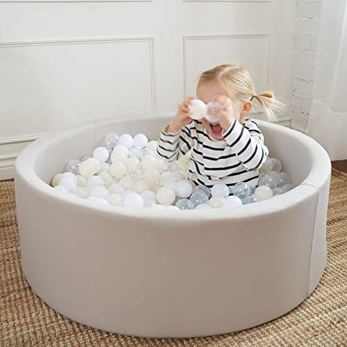  Piscina de bolas de espuma con 70 bolas para niños pequeños,  piscina de bolas de 35.4 pulgadas con extraíble, fácil de limpiar o  instalar, regalo ideal para niños - gris claro