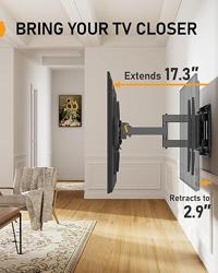 Perlegear Full Motion TV Wall Mount for 26-74 inch TVs, Height Adjustable TV Mount, Pre-Assembled Wall Mount TV Bracket with Tool-Free Tilt, Swivel, Fits 16 Studs, 99 lbs, Max VESA 400x400mm, PGMF21 - Tamaño 26-74 Inch Full Motion TV Wall Mount