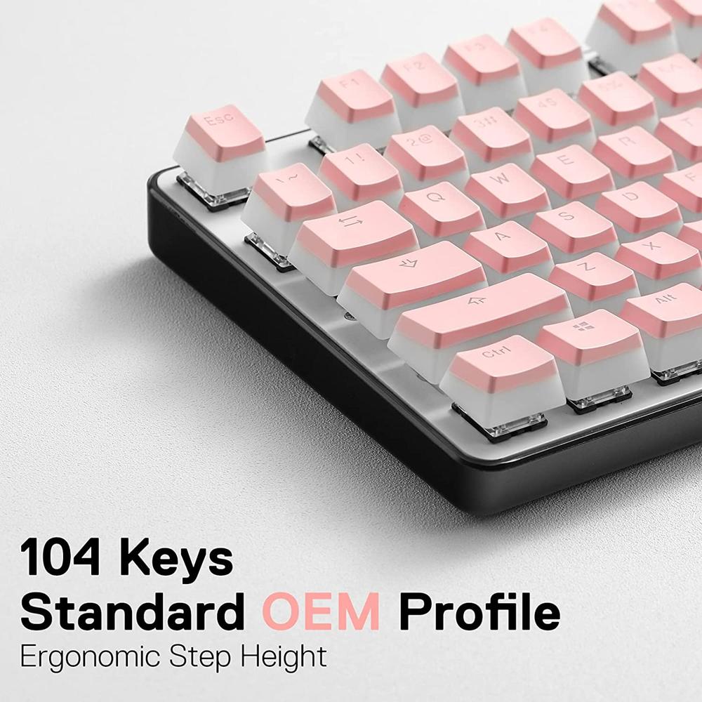 Redragon A130 Pink Pudding Keycaps, 104 teclas estándar Doubleshot PBT