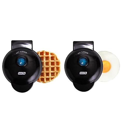 2 Pack Waffle Maker Machine for Individual Servings, Paninis, Hash browns &  other on the go Breakfast, Lunch, or Snacks Mini Waffle Maker Red & Black 