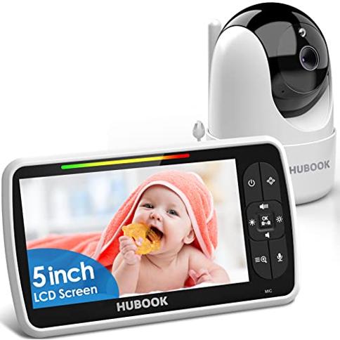Baby Monitor, Video Baby Monitor with 5 Screen, 720P HD Pan-Tilt Zoom  Camera, 2-Way Talk