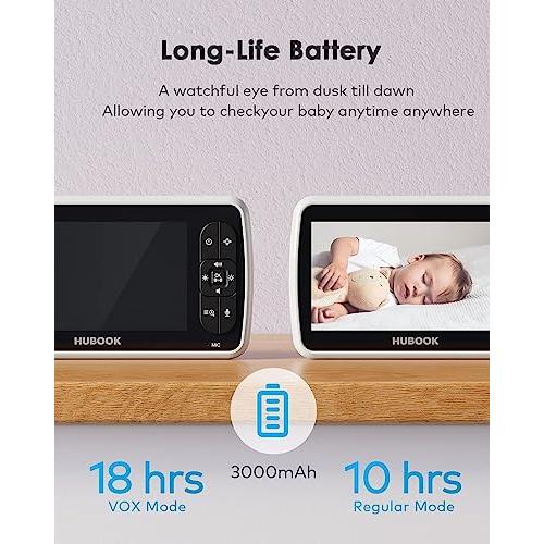HelloBaby Monitor, 5''Display, Pan-Tilt-Zoom Video Baby Monitor with Camera  and