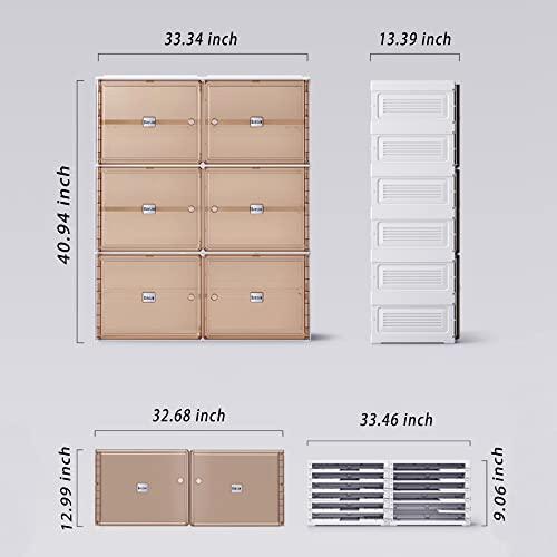 BINSIO Shoe Rack Closet Organizer and Storage, Portable for Entry Way,  Foldable Boxes, Fast Easy Assemble Cabinet, One Piece Sturdy Plastic Shelf