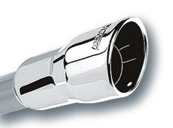 BORLA 20251 Exhaust Tip 3 Inlet - 4.25 Single Round Rolled-Edge Angle-Cut Intercooled Outlet - 4 Long Tip Embossed With BORLA Logo. Weld On Mounting Method.