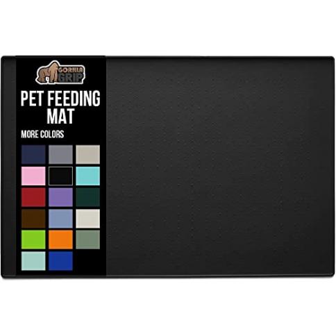 Gorilla Grip - Silicone Pet Feeding Mat - Dog Food Mat 18.5 x 11.5, Gray