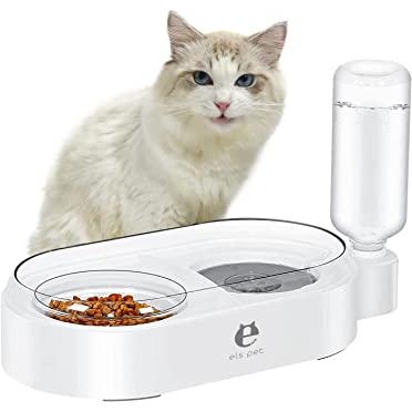 PET Alimentador para gatos y gatos y dispensador agua, agua por gravedad