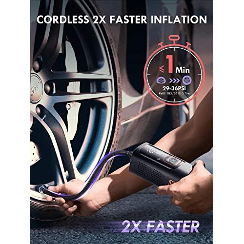 Skight Tire Inflator Portable Air Compressor - Powerful 150PSI & 2X Faster,  Accurate Pressure LCD Display, Cordless Easy Operation - Portable Air Pump