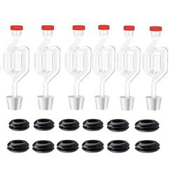 Twin Bubble Airlock Set [6 Pack], Brew Kits Airlocks for Fermenting,Fermentation Airlock with 6 Stoppers + 12 Grommets