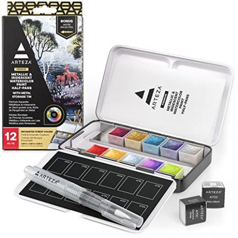 Watercolor Paints Tin Iron Box, Sub Packed Pigment Palette Storage