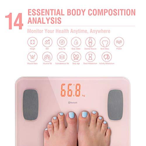 AGM Smart Scale for Body Weight, Digital Bathroom Weight Fat Scale, Pink