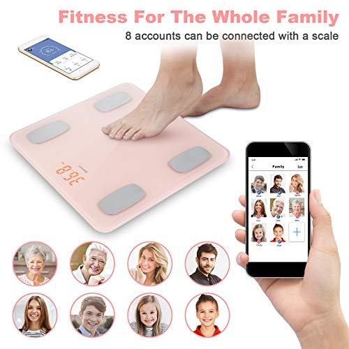 AGM Smart Scale for Body Weight, Digital Bathroom Weight Fat Scale, Pink