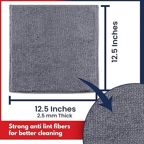 USANOOKS Microfiber Cleaning Cloth Grey 12 packs 16x16 High