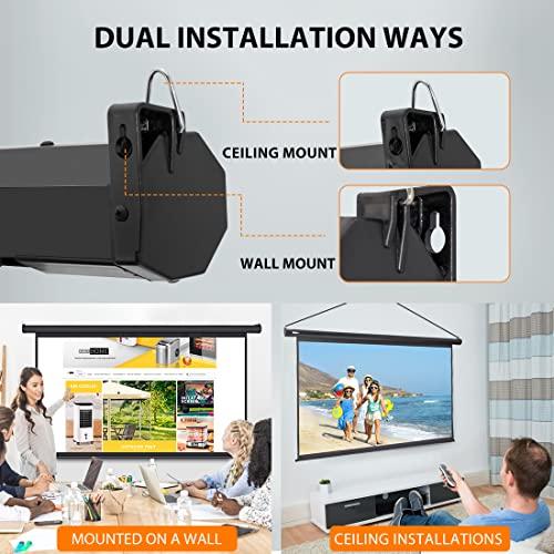 VIVOHOME Pantalla de Proyector Manual Desplegable de 80 Pulgadas ...