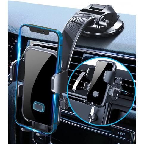 Soporte de teléfono mejorado para coche, [Botón fácil de un toque] Soporte  de teléfono para coche