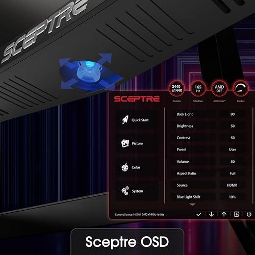 Sceptre Monitor WQHD curvo ultra ancho de 34 pulgadas 3440 x 1440 R1500